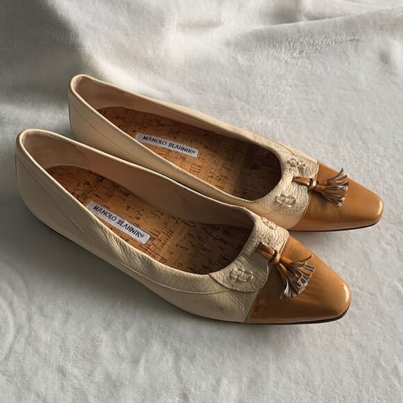 MANOLO Blahnik Colorblock pattern tassel ballet flats - Picture 1 of 5